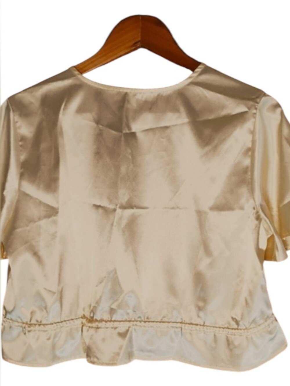 Modern Renewal Crop Top with a tie closure. Soft Butter color Size Large - Picture 3 of 7